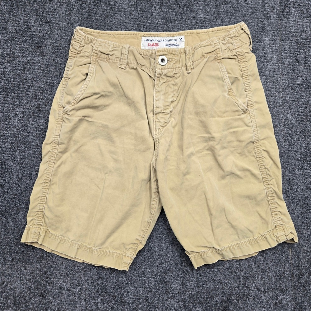American Eagle Outfitters Classic Khaki Chino Shorts Mens Size W30 Tan Cotton